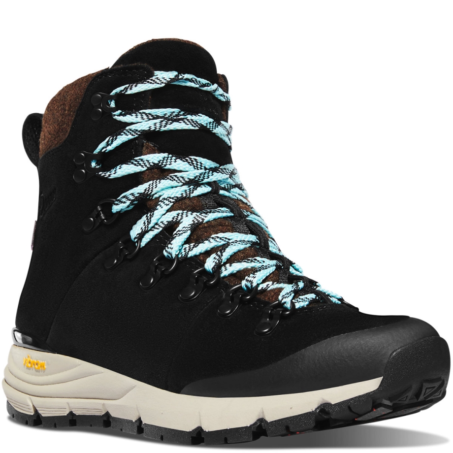 Danner Dame Arctic 600 Side-lynlås 7 Sort/gnistblå 200g